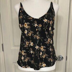 Abercrombie and Fitch Floral Black and Yellow Women's Top/Cami size M